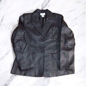 Chadwick's Women's Leather Jacket Size 8 Dark Brown Button Front